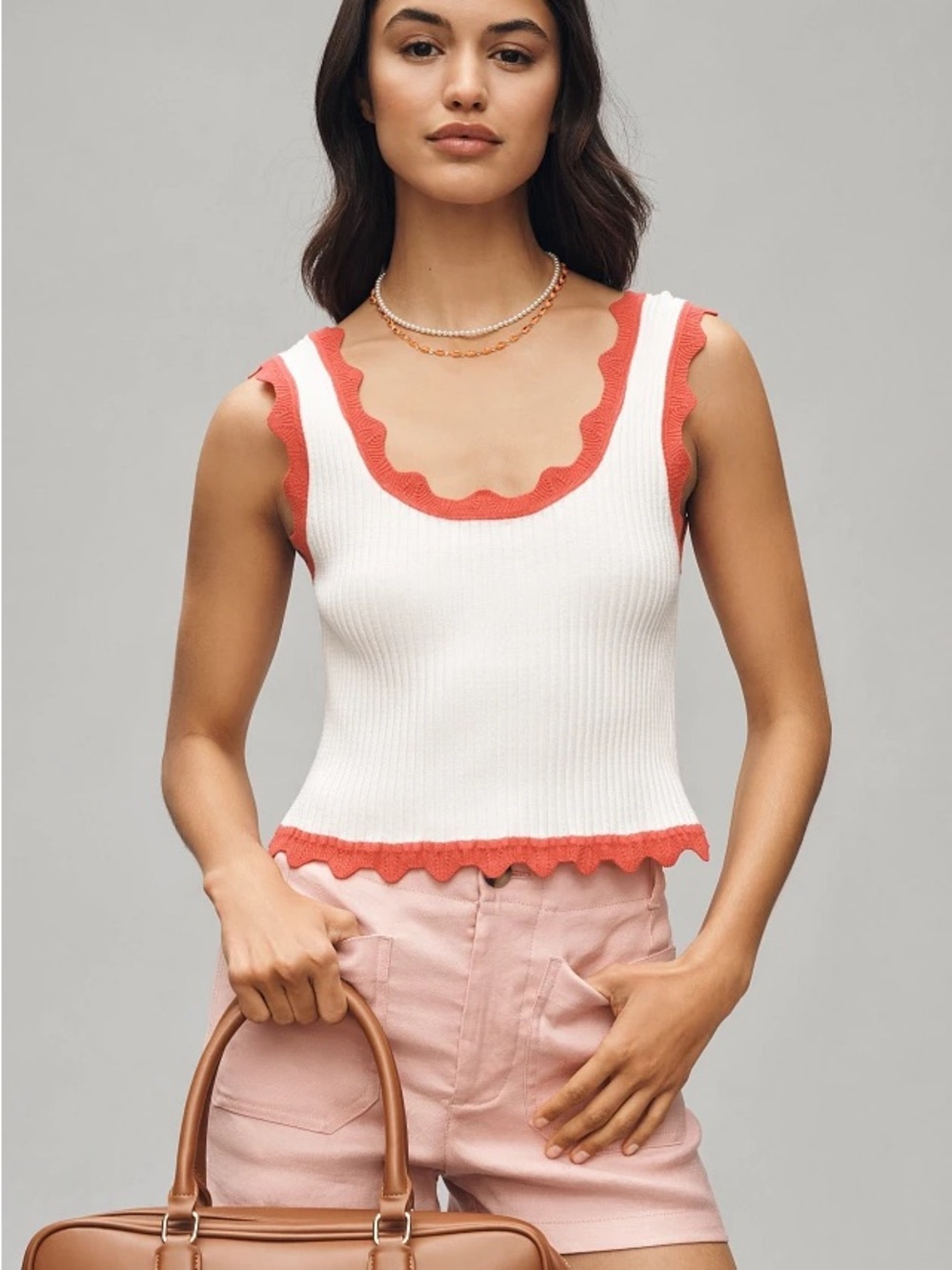Maeve Cropped Scalloped Sweater Tank